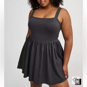 NWT Torrid Lightweight 2fer Active Dress Cupro Jersey Charcoal 0X